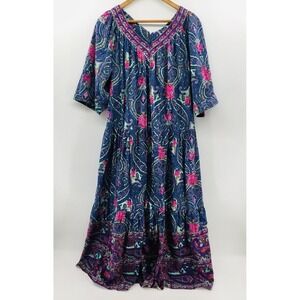 VTG 80s Sabrina by Mervyns Sz M Paisley  House Dress Tiered Prairie Peasant EE58